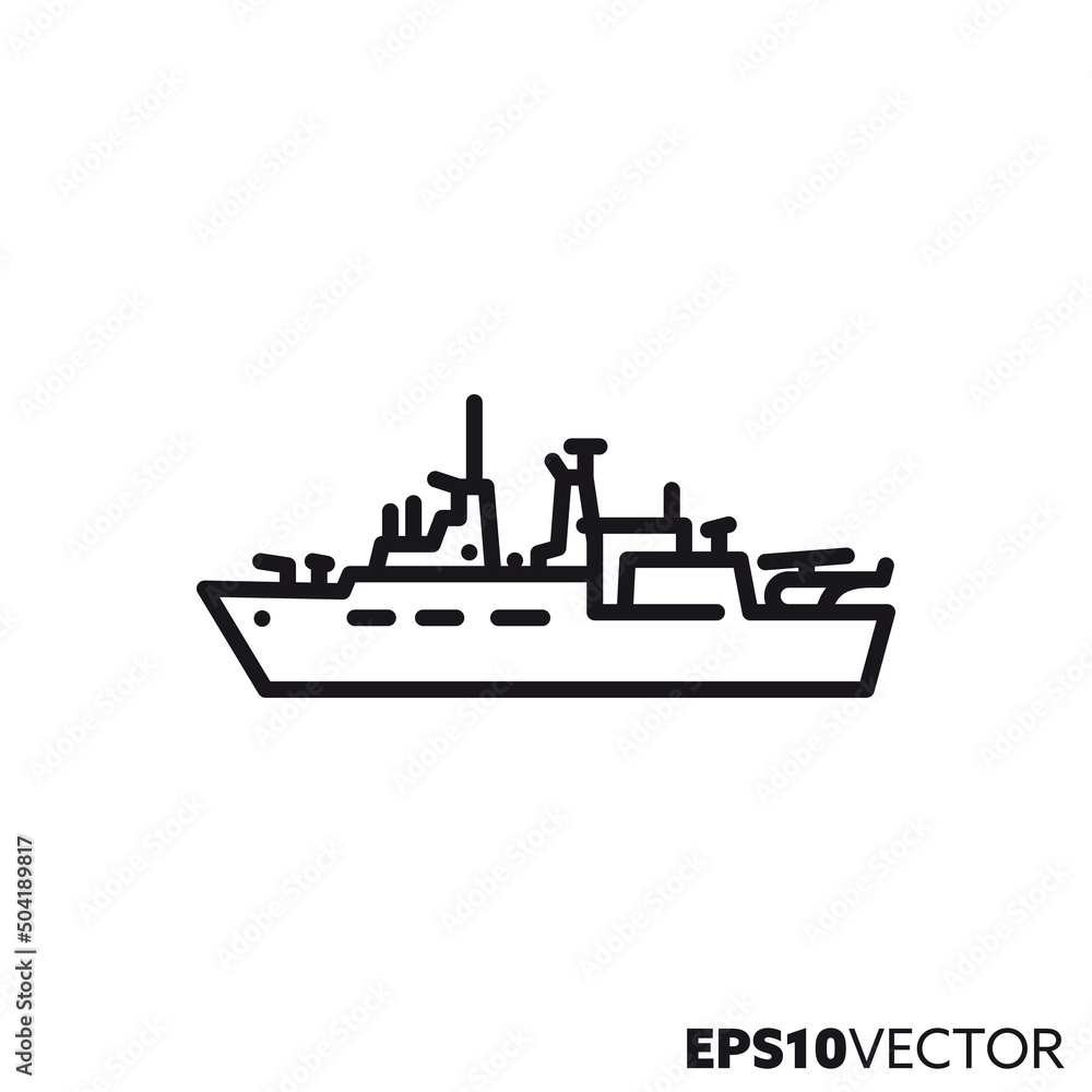 Obraz premium Frigate vector line icon