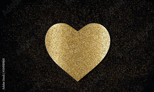 Coeur doré Paillettes or fond noir