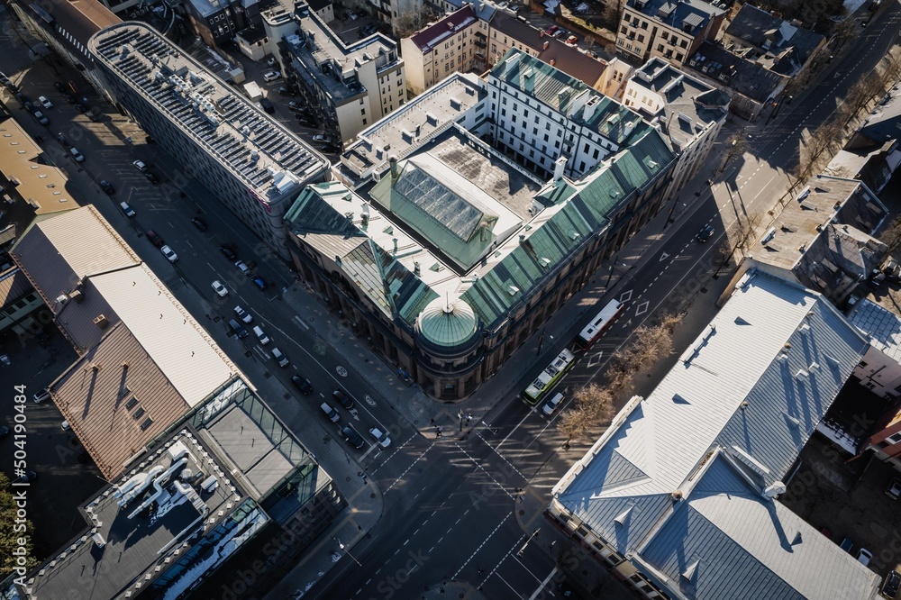 city street cross from above