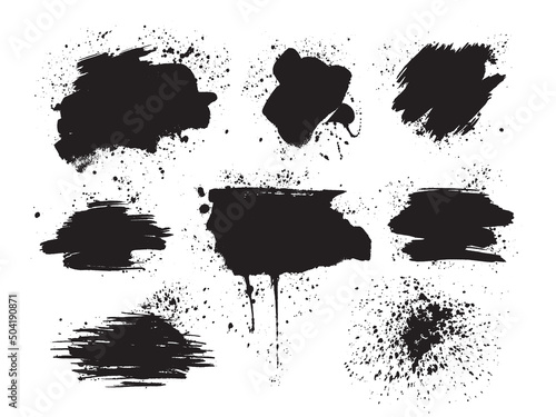 Vector brush stroke texture. Black Grunge texture. Grunge background. Abstract vector. Uneven torn art brush stroke. Line ink paint