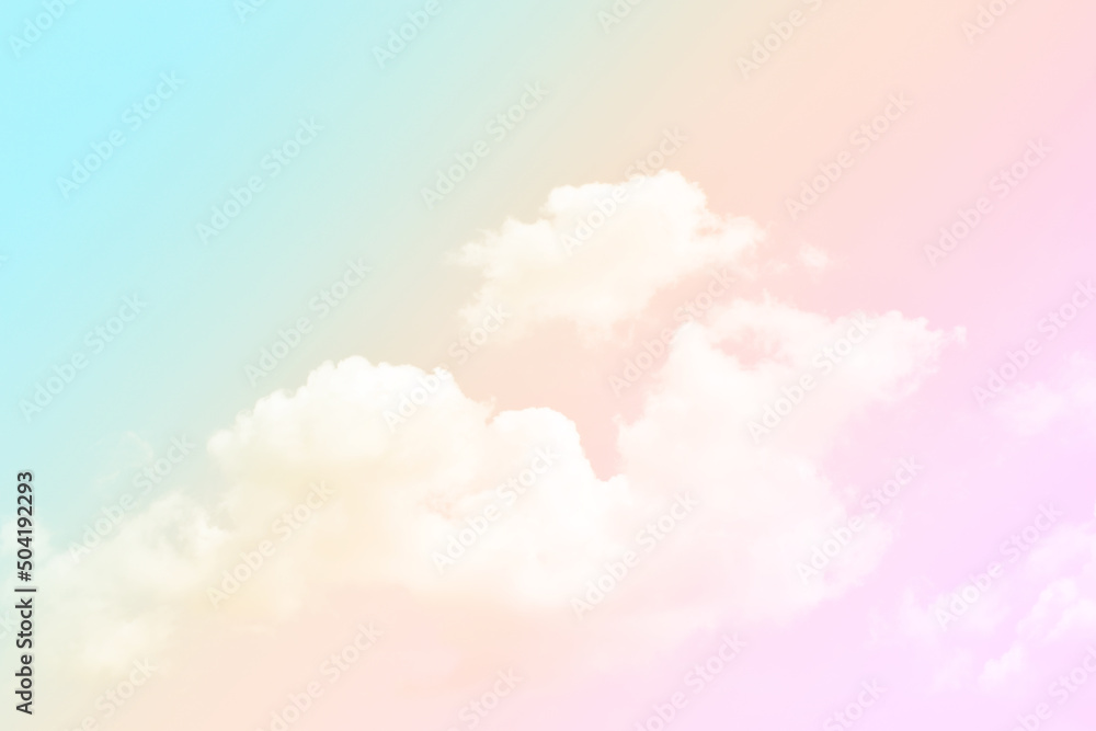 Cloud and sky with a pastel colored background and wallpaper, abstract sky background in sweet color.