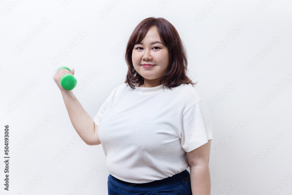 Plump Body Woman Hole Dumbbell with Weight Lifting Pose Plump Body Woman Hole Dumbbell with Weight Lifting Pose