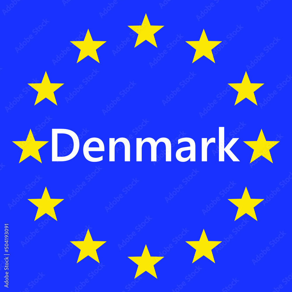 Flag of European Union with Denmark. EU Flag. Country border sign of the of Denmark. Vector illustration. Flag of European Union with Denmark. EU Flag. Country border sign of the of Denmark. Vector illustration.