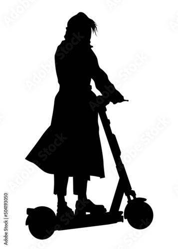 Man and women whit retro scooter on white background