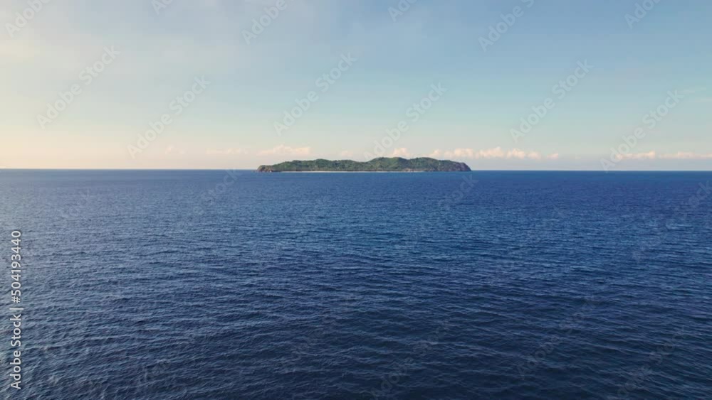 Drone Flight Over Blue Sea Towards Palawan Island
