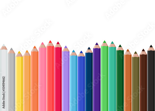 Background with colorful pencils and space for text, template for educational and creative projects. Vector illustration