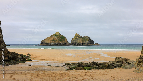 Fotografija Carters or Gulls Rocks at Holywell Bay North Cornish Coast Cornwall