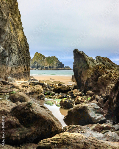 Carters or Gulls Rocks at Holywell Bay North Cornish Coast Cornwall photo