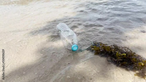 Plastic Bottle Waste on the Beach