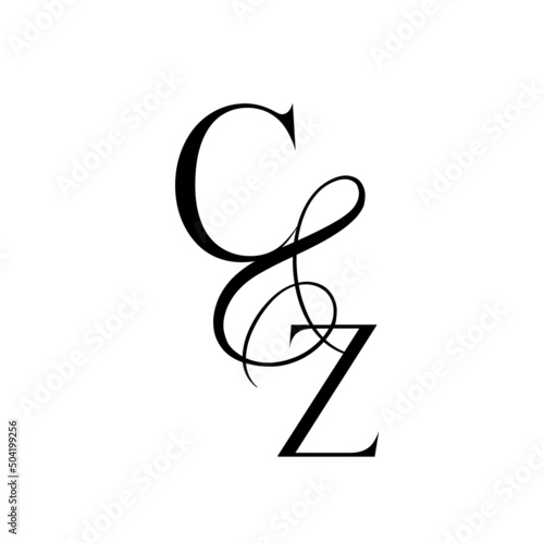 zc, cz, monogram logo. Calligraphic signature icon. Wedding Logo Monogram. modern monogram symbol. Couples logo for wedding