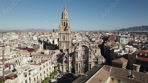Roman Catholic Murcia Cathedral, Spain. Beautiful cityscape. Aerial view photo