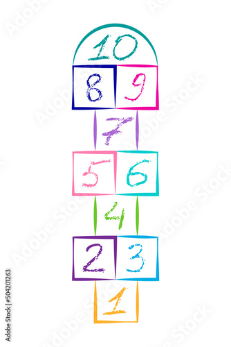 Obraz na płótnie Children street game. playground with numbers. illustration with hopscotch game w salonie