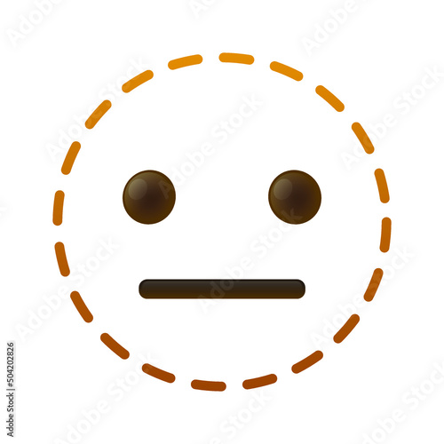 Dotted Line Emoji Icon Illustration Sign. Neutral Face Vector Symbol Emoticon Design Vector Clip Art.