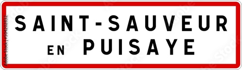 Panneau entrée ville agglomération Saint-Sauveur-en-Puisaye / Town entrance sign Saint-Sauveur-en-Puisaye