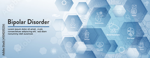 Bipolar Disorder or Depression BP Icon Set & Web Header Banner