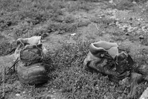 old boots on the ground photo