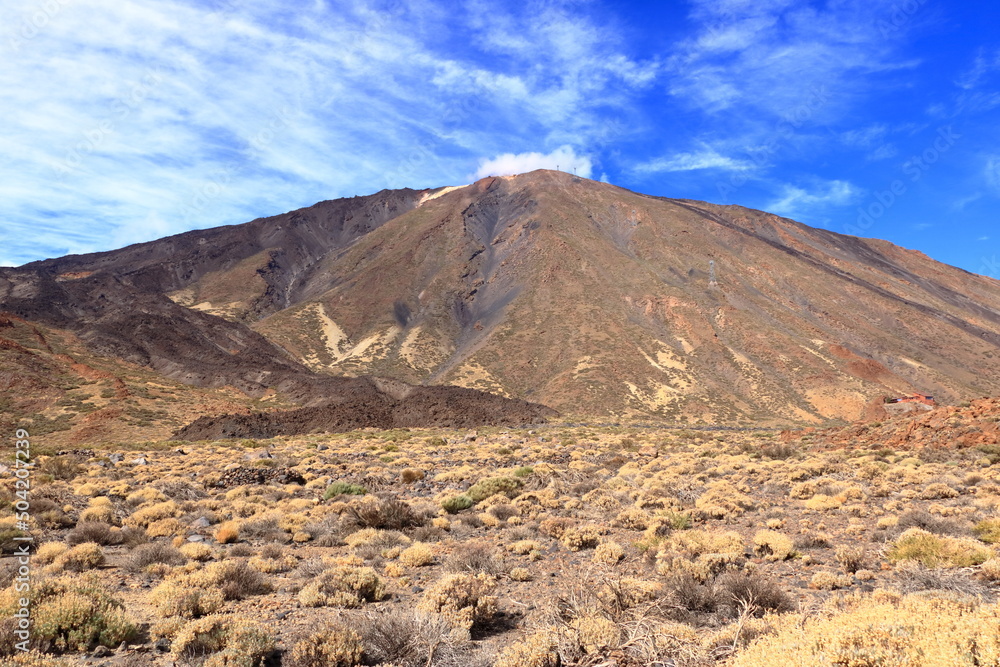Panorama view on island of Tenerife to the volcano Pico del Teide Panorama view on island of Tenerife to the volcano Pico del Teide