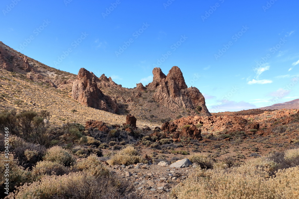 Fototapeta premium Teide National Park on Tenerife, with lava fields and the Teide volcano