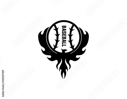 phoenix Bird holding baseball logo icon illustration vector on white background