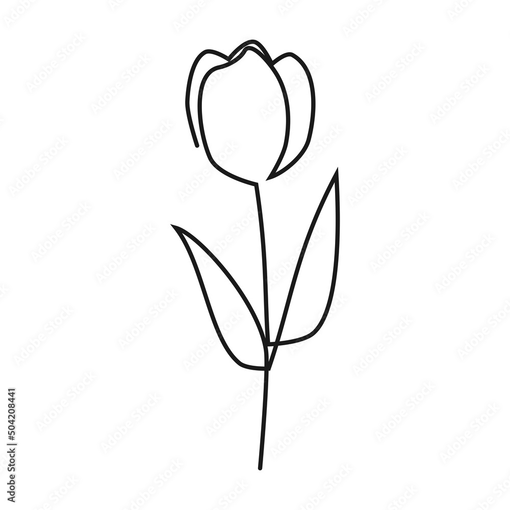 一筆書きで描いたチューリップ 線画のイラスト素材 一筆書きで描いたチューリップ 線画のイラスト素材