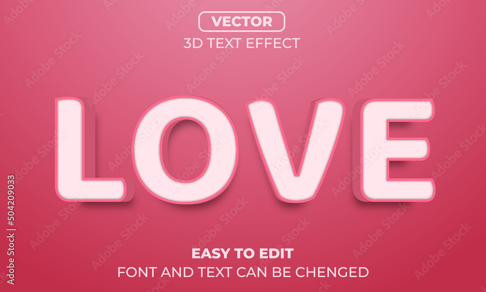 Love Editable 3d text effect template soft pink Love Editable 3d text effect template soft pink