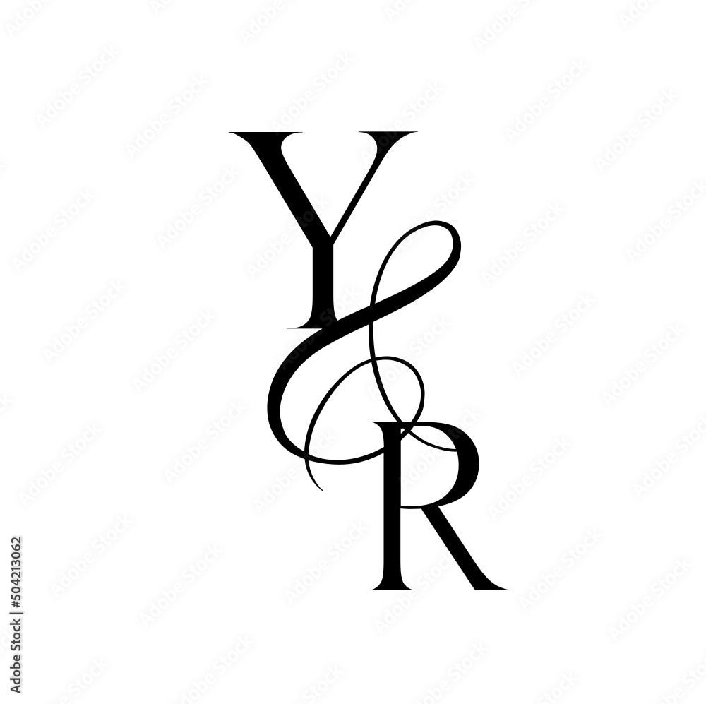 ry, yr, monogram logo. Calligraphic signature icon. Wedding Logo Monogram. modern monogram symbol. Couples logo for wedding - obrazy, fototapety, plakaty 