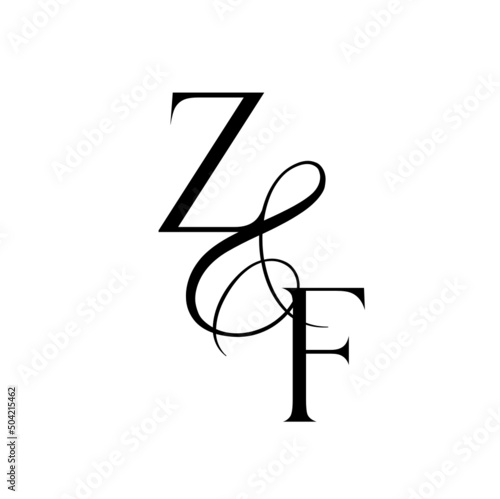 fz, zf, monogram logo. Calligraphic signature icon. Wedding Logo Monogram. modern monogram symbol. Couples logo for wedding