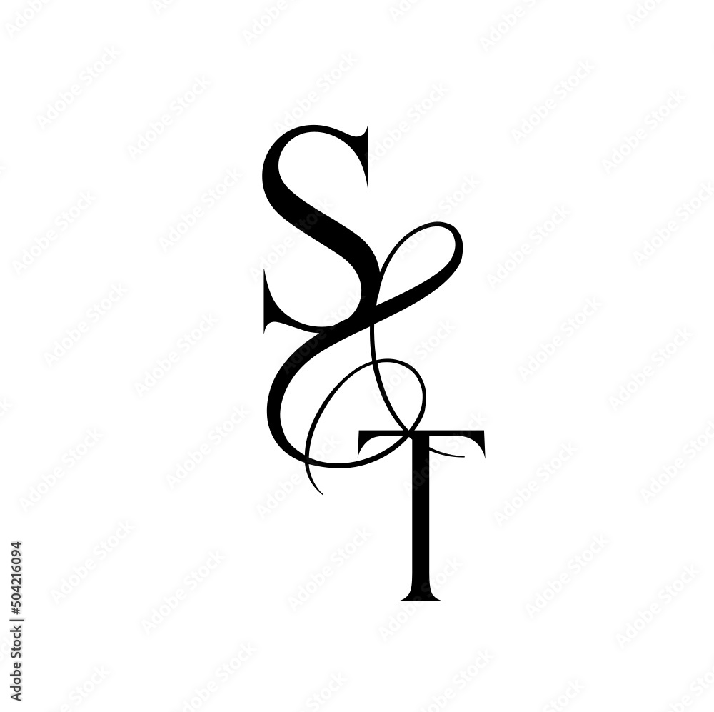 ts, st, monogram logo. Calligraphic signature icon. Wedding Logo Monogram. modern monogram symbol. Couples logo for wedding ts, st, monogram logo. Calligraphic signature icon. Wedding Logo Monogram. modern monogram symbol. Couples logo for wedding