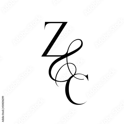 cz, zc, monogram logo. Calligraphic signature icon. Wedding Logo Monogram. modern monogram symbol. Couples logo for wedding