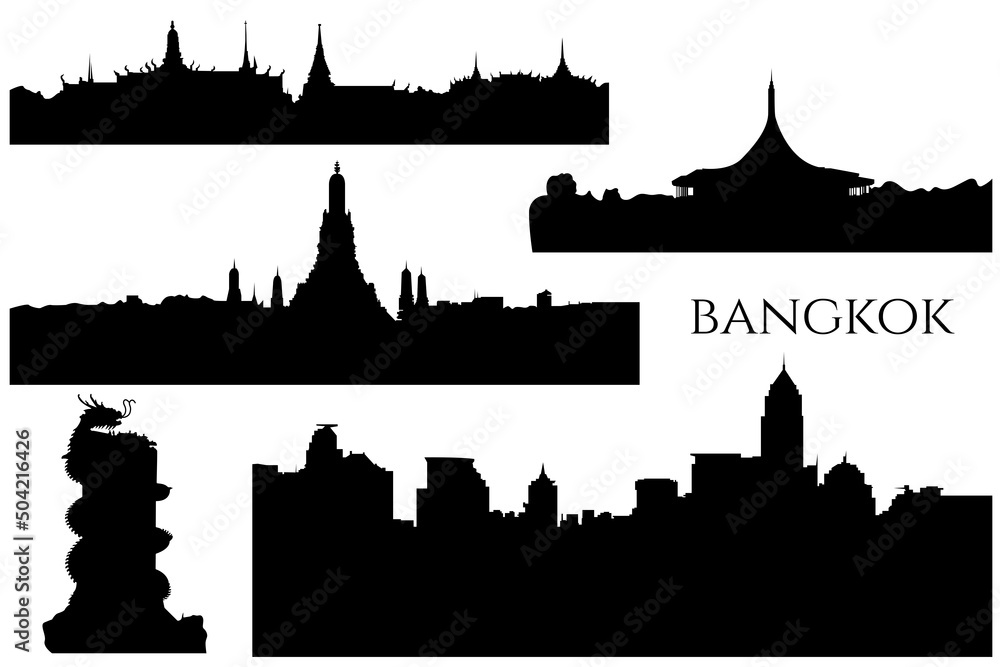The black and white silhouttes of Bangkok