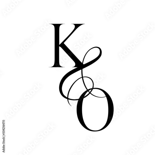 ok, ko, monogram logo. Calligraphic signature icon. Wedding Logo Monogram. modern monogram symbol. Couples logo for wedding