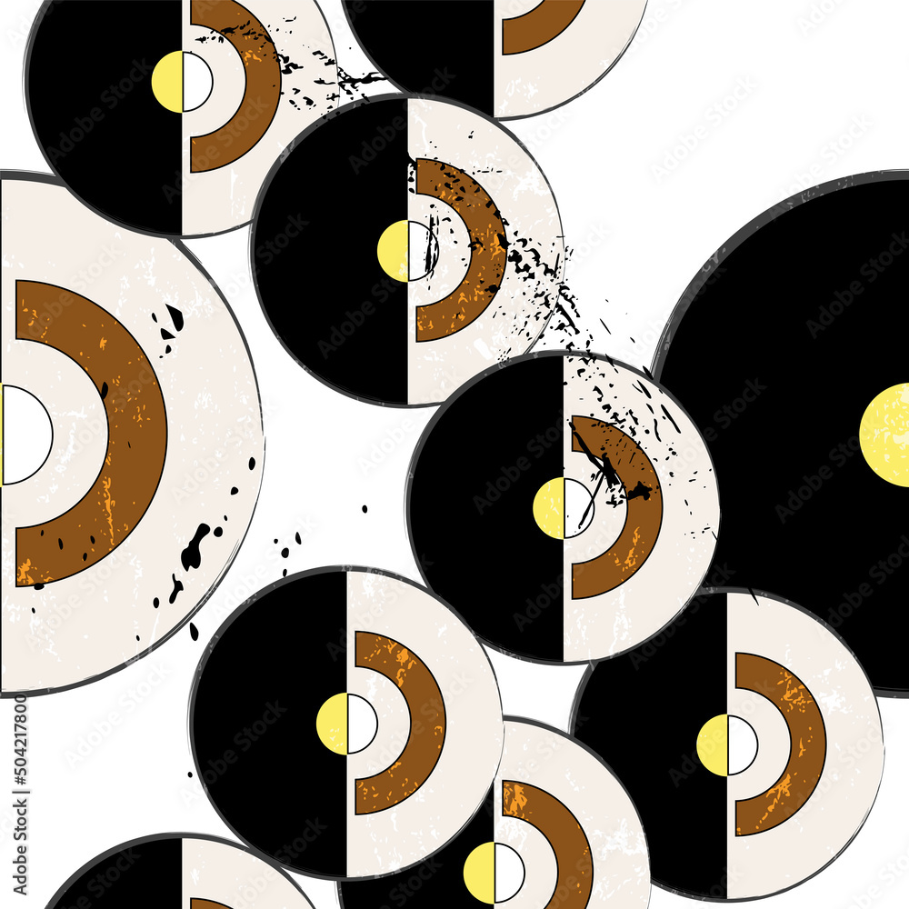 Obraz premium seamless geometric pattern background, retro, art nouveau style, with circles, paint strokes and splashes