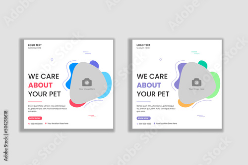 Pet care abstract social media banner and web banner template