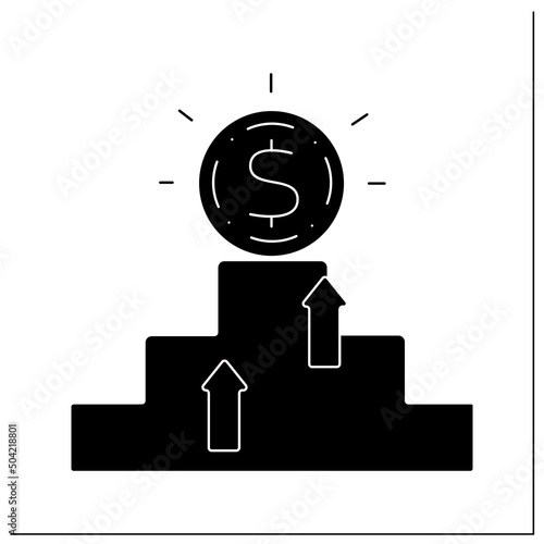 Hard currency glyph icon. Safe-haven or strong valuta. Globally traded currency serves as a reliable and stable store of value. Money concept.Filled flat sign. Isolated silhouette vector illustration