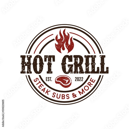 Barbecue and subs grill vector logo template illustration. This logo suitable for business