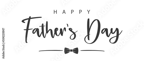 Happy father's Day. Text and bow tie. Vector illustration. Isolated on white background