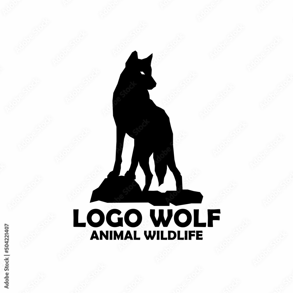 silhouette of wolf animal logo vector