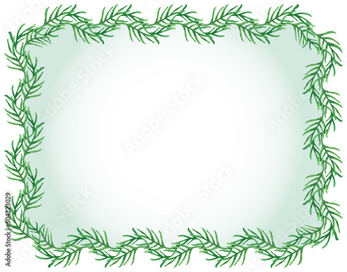 Decorative frame from watercolor green delicate twigs