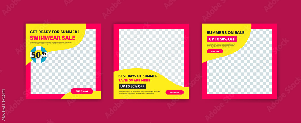 Summer sale social media post template. Vector for banners, posters and social media ads.