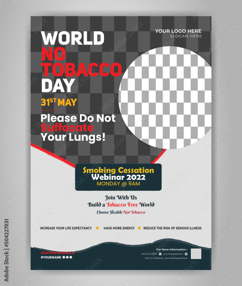 World No Tobacco Day Webinar Flyer No Smoking Poster Template Design ...