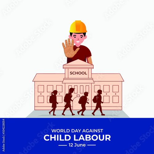 World day against child labour. stop child labour the world. Template for background, banner, card, poster. vector illustration.