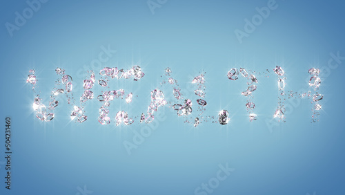 Fototapeta Naklejka Na Ścianę i Meble -  wealth - diamond text on light blue background - abstract 3D illustration