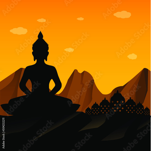 Nature Illustration Buddha Happy Vesak Day