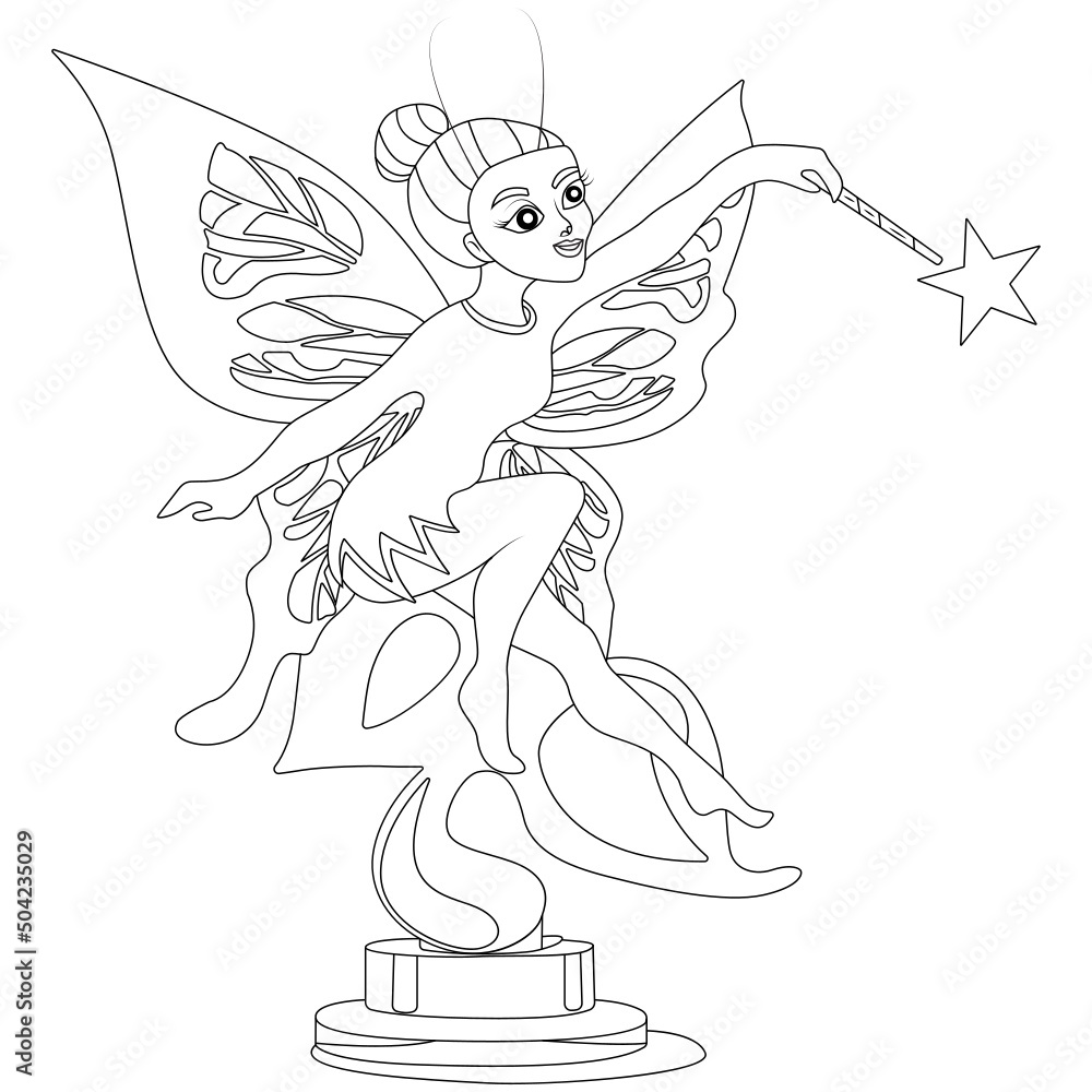 Fototapeta premium Funny Fairy coloring page for children