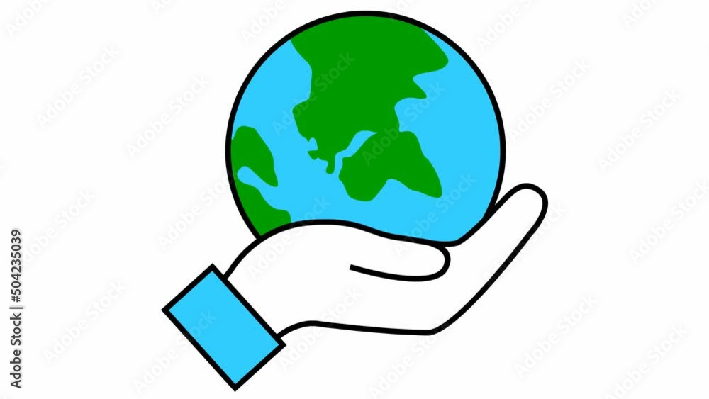 Flat ecology icon. The earth spins in hand. Blue and green symbol. Looped video. Concept of ecology care, saving the planet. Vector illustration isolated on white background. Flat ecology icon. The earth spins in hand. Blue and green symbol. Looped video. Concept of ecology care, saving the planet. Vector illustration isolated on white background.