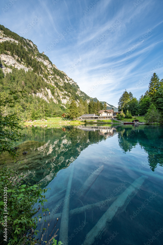 Fototapeta premium Blausee lake, Kandersteg, Bernese Oberland, Switzerland
