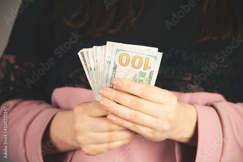 woman hand money