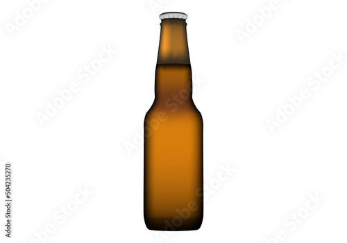 Botella de cerveza sobre fondo blanco