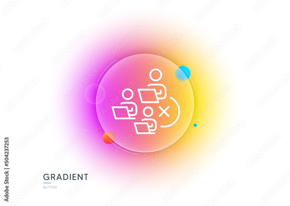 Remove team line icon. Gradient blur button with glassmorphism. Teamwork sign. Remote team employees symbol. Transparent glass design. Remove team line icon. Vector Remove team line icon. Gradient blur button with glassmorphism. Teamwork sign. Remote team employees symbol. Transparent glass design. Remove team line icon. Vector