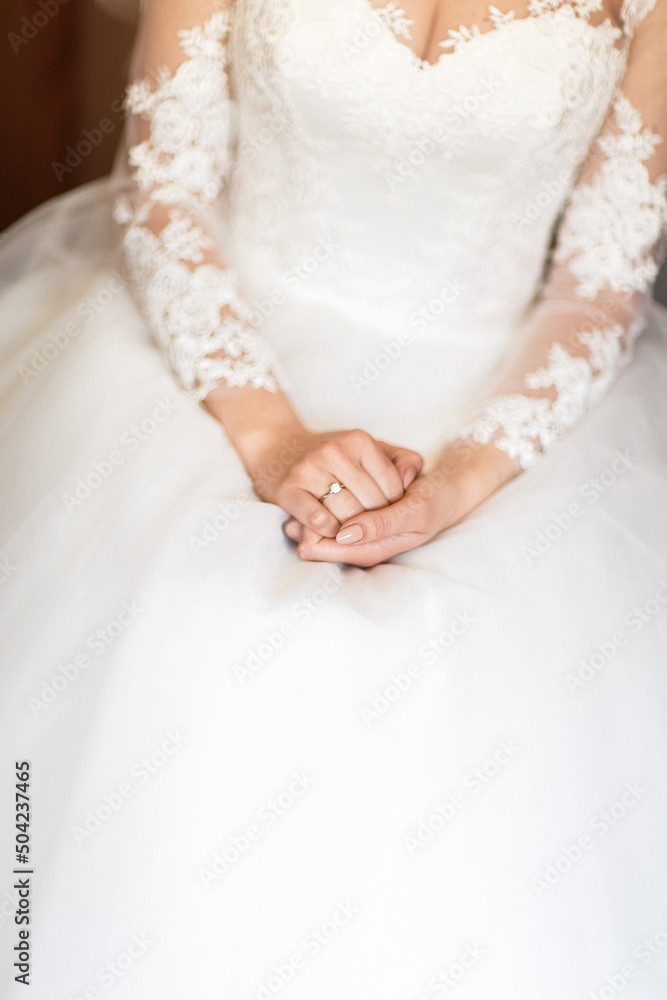 Engagement ring on bride's finger